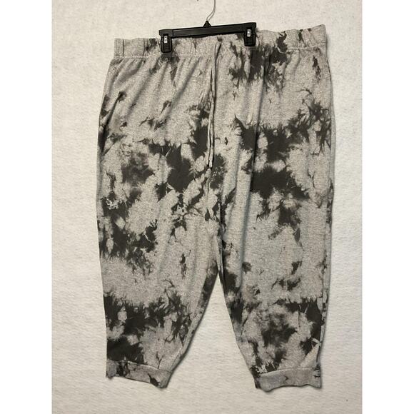 Time and Tru Pants Womens 3X Gray Black Tie Dye Capri Jogger Drawstring Pockets - Picture 1 of 9
